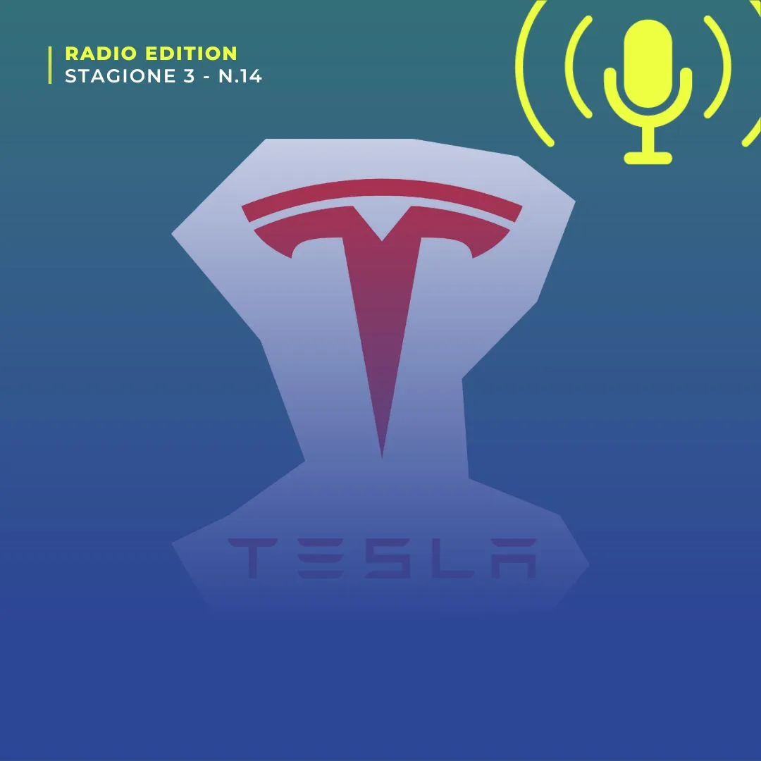 Logo di Tesla su sfondo blu: apre la prima fabbrica Tesla in Europa