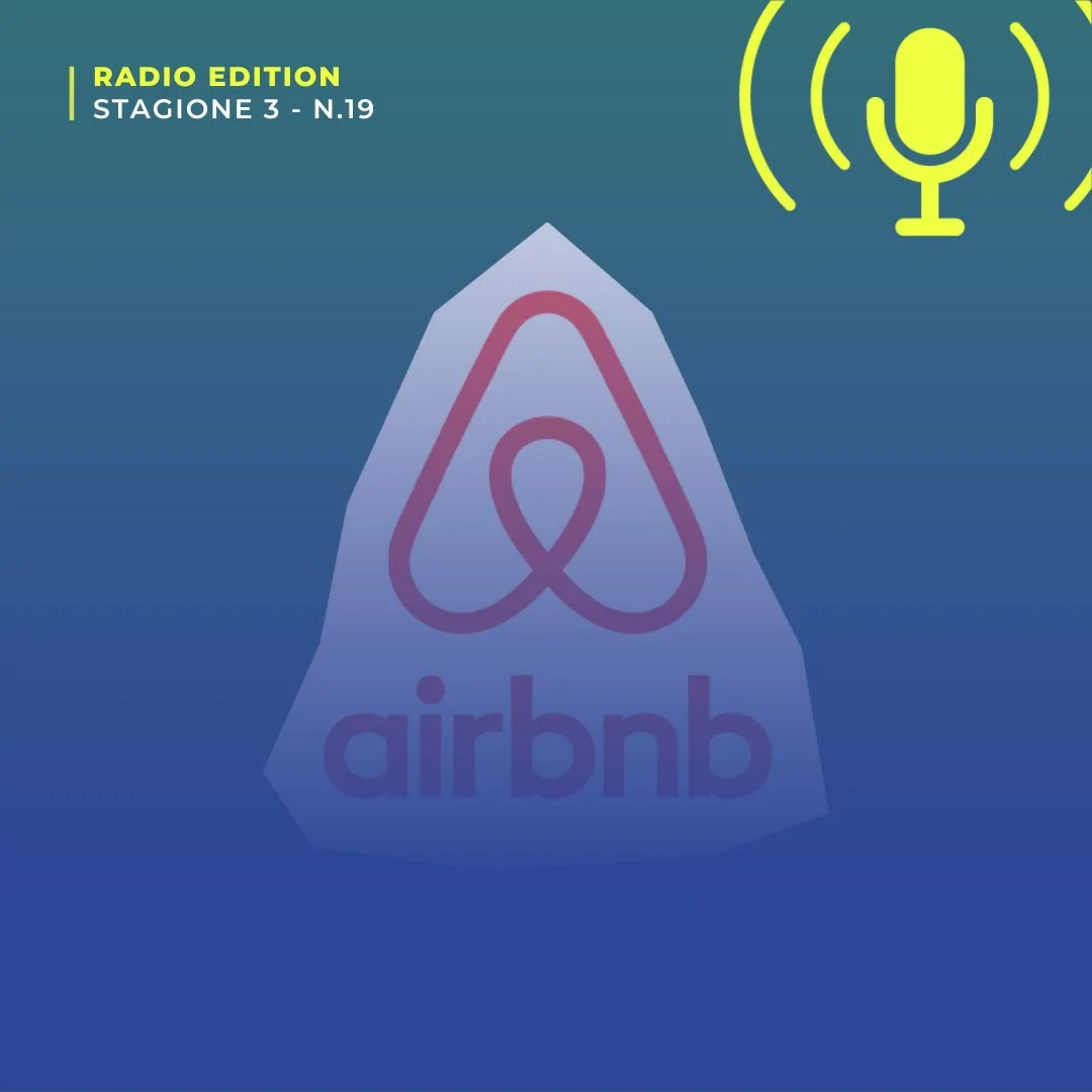Logo di Airbnb su sfondo blu: Airbnb chiude in Cina