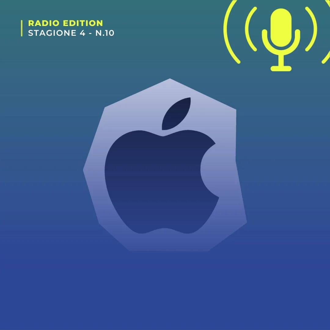 Logo di Apple su sfondo blu: l'iPhone acquistabile in leasing